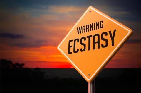 Ecstasy on Warning Road Sign Stock Illustration