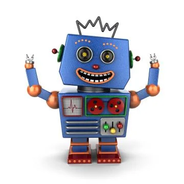Ecstatic vintage toy robot Stock Illustration