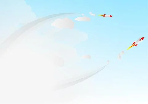 Ector : Launching rockets on blue sky Stock Illustration