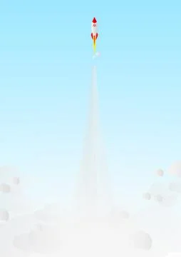 Ector : Launching rockets on blue sky Stock Illustration