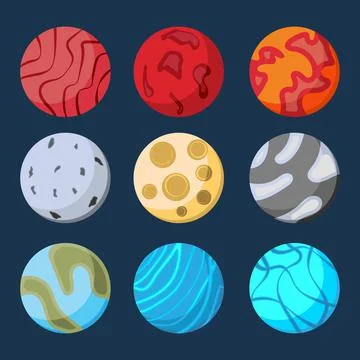 Ector planets icons. Stock Illustration