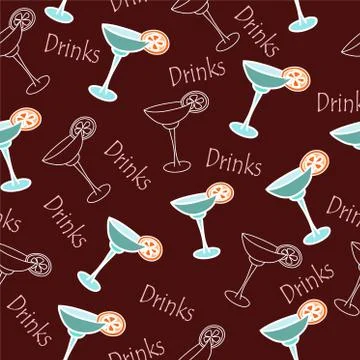 Ector seamless pattern of a drink with ice margarita in a glass Stock Illustration