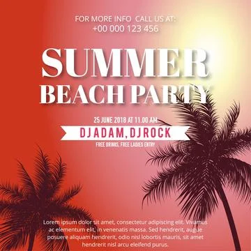 Ector Summer Beach Party Flyer Design with typographic elements on wood tex.. イラスト素材
