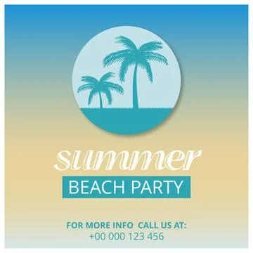 Ector Summer Beach Party Flyer Design with typographic elements on wood tex.. Stock Illustration