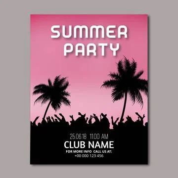 Ector Summer Beach Party Flyer Design with typographic elements on wood tex.. Stock Illustration