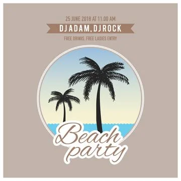 Ector Summer Beach Party Flyer Design with typographic elements on wood tex.. Illustrazione stock