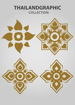 Ector thai ethnic decorative elements vector. 库存插图