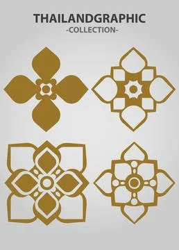 Ector thai ethnic decorative elements vector. 库存插图