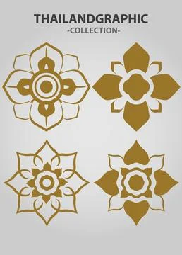 Ector thai ethnic decorative elements vector. 库存插图