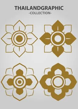 Ector thai ethnic decorative elements vector. 库存插图