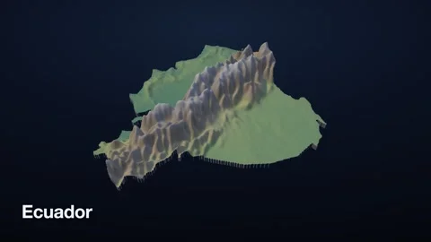 Ecuador 3D elevation relief map 스톡 동영상 340608539