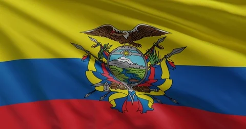 Ecuador 3D Flag Animation Closeup (3D Rendeering) Stock Footage 125476820