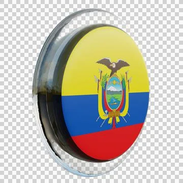 Ecuador 3d illustration flag on pole. Wood flagpole Stock Illustration