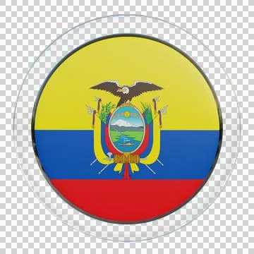 Ecuador 3d illustration flag on pole. Wood flagpole Stock Illustration