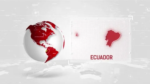 Ecuador 4K Tech Map Beside Globe On White Background. Stock Footage 341008880