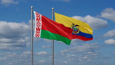 Ecuador and Belarus two flags Stock Footage 284770774