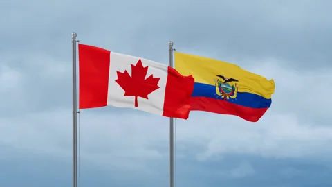 Ecuador and Canada flag Stock Footage 252023408