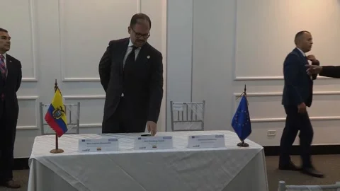 Ecuador and EU sign declaration to strengthen migration management and border co Stock Footage 330981451