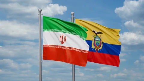 Ecuador and Iran two flags Stock Footage 268854626