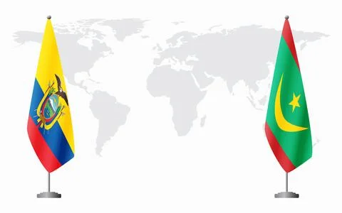 Ecuador and Mauritania flags for official meeting Stock Illustration