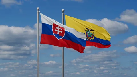 Ecuador and Slovakia two flags Video stock 282604452