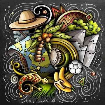Ecuador cartoon vector doodle chalkboard illustration Stock Illustration
