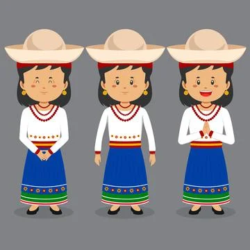 Ecuador Character with Various Expression Stock Illustration