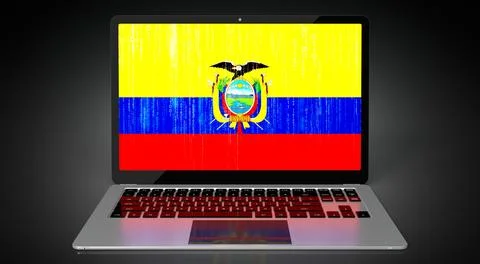 Ecuador - country flag and binary code on laptop screen Stock Illustration