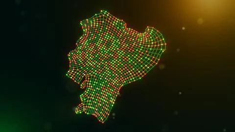 Ecuador Digital Connectivity Network Map With Flowing Data Mesh Illustrazione stock