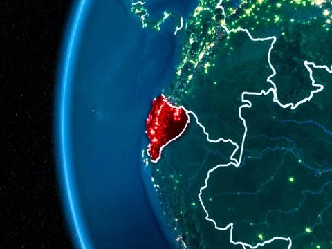 Ecuador on Earth at night Illustrazione stock