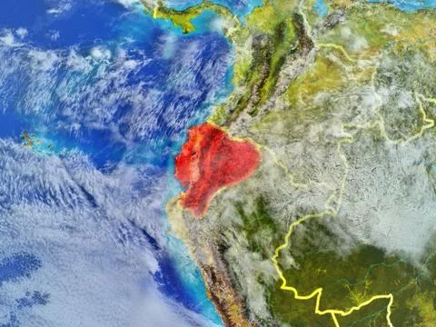 Ecuador on Earth from space Stock Illustration