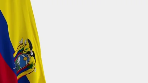 Ecuador Flag 3D Left Side, Waving National Symbol with Copy Space Vídeos de archivo 334030612