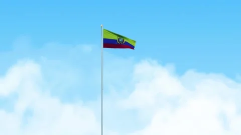 Ecuador Flag 3D Render Animation Waving on Pole with Blue Sky Stock-Footage 332963250