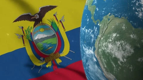 Ecuador Flag and Ecuador Map on Earth Globe 4K Stock Footage 220776286