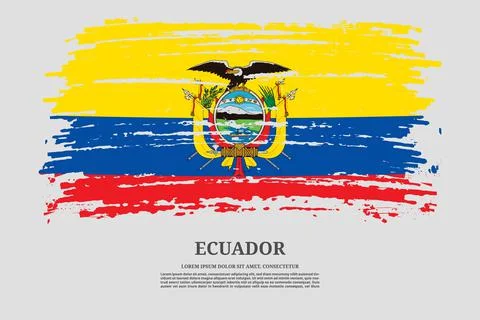Ecuador flag with brush stroke effect and information text poster, vector Illustrazione stock