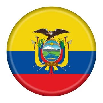 Ecuador flag button 3d illustration with clipping path Stock Illustration