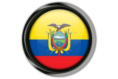 Ecuador flag in the button pin Isolated on White Background 写真素材