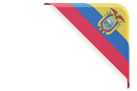 Ecuador flag corner, button. 3D rendering Stock Illustration