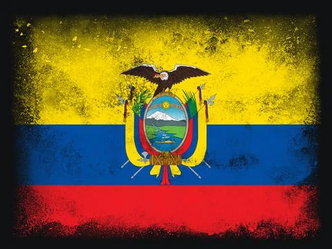 Ecuador Flag design composition of exploding powder and paint, isolated on a  Stock Illustration