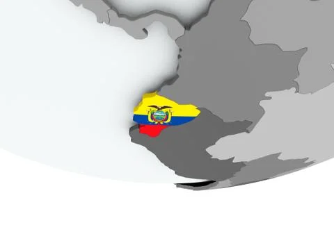 Ecuador with flag on globe Stock Illustration