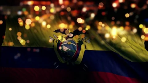 Ecuador Flag Light Night Bokeh Abstract Loop Animation 4K Stock Footage 47577015