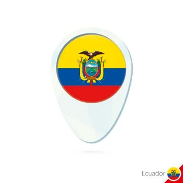 Ecuador flag location map pin icon on white background. Stock Illustration