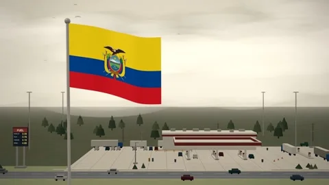 Ecuador Flag Over Highway Gas Station Fuel Prices seamless loop Stock-Footage 344714255