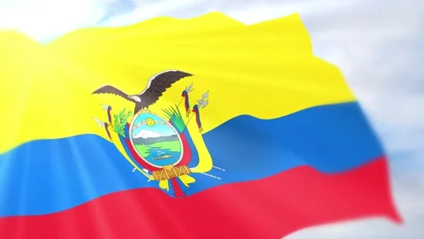 Ecuador Flag Seamless Loop 4k 60fps on Sky Background Stock Footage 340624138
