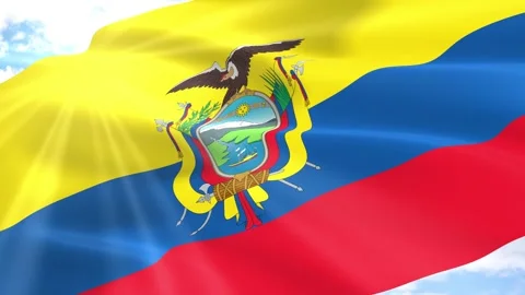 Ecuador Flag Seamless Loop 4k 60fps on Sky Background Stock Footage 341569572