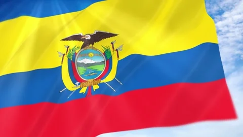 Ecuador Flag Seamless Loop 4k 60fps on Sky Background Stock Footage 341672683