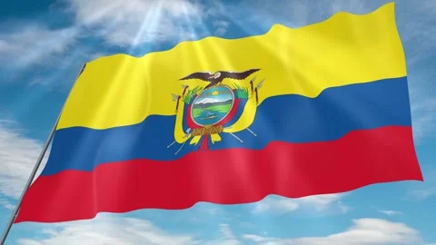 Ecuador Flag Seamless Loop 4k 60fps on Sky Background Stock Footage 341756402