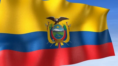 Ecuador Flag - Set of 3 Angles with Masks [3WaveSeries] Stock Footage 104588264