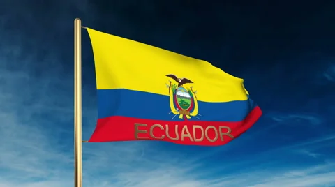 Ecuador flag slider style with title. Waving in the wind with cloud background Stock-Footage 48627738