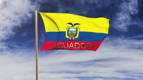 Ecuador flag with title waving in the wind. Looping sun rises style.  Animation Stock-Footage 48627928